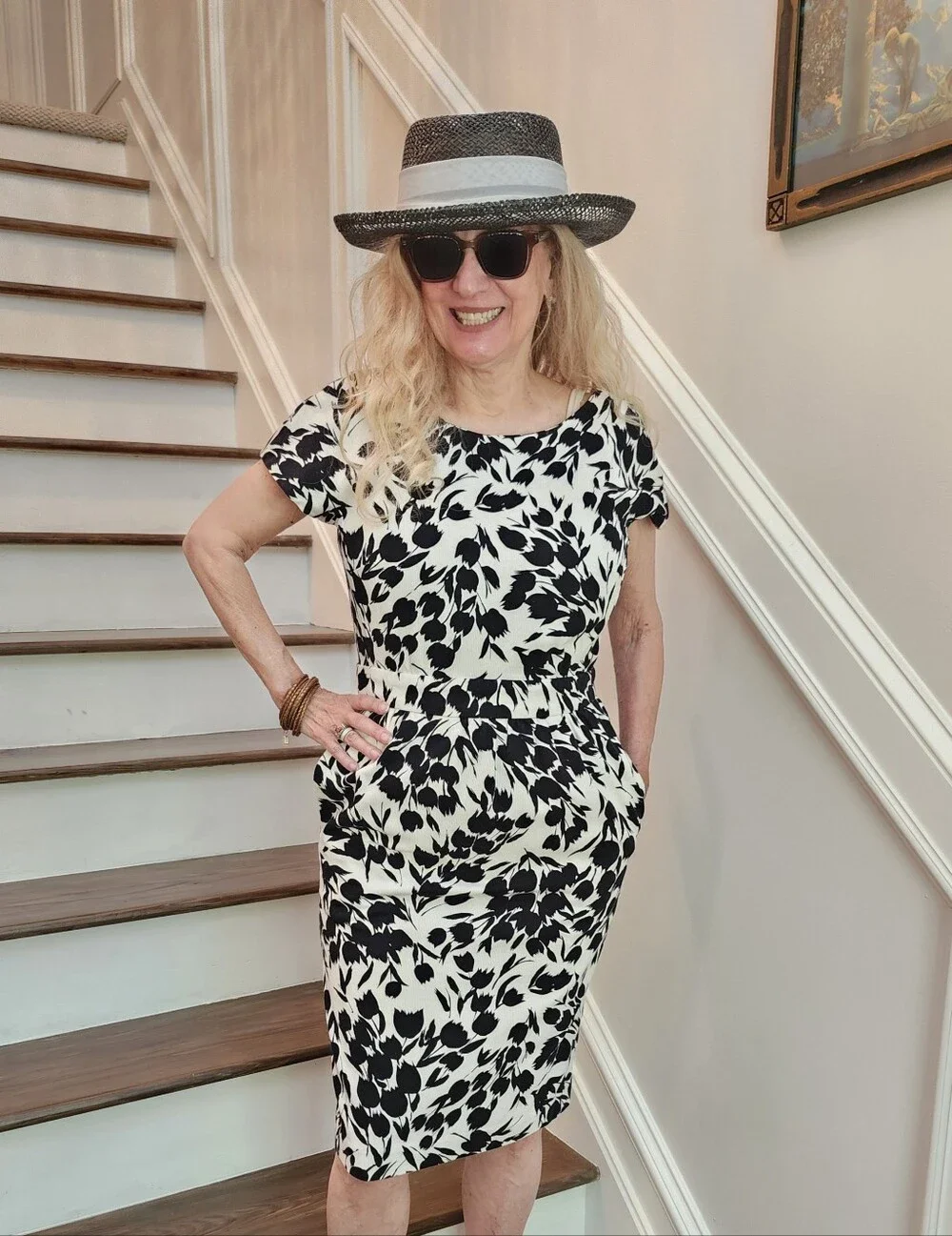 Vintage American Made Classic Black Straw & White Bow Hat, OS, $38 - Picture 4 of 8